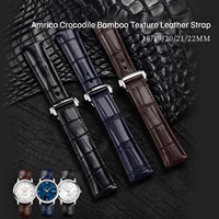 Bracelet de montre en cuir véritable grain de bambou alligator de qualité supérieure avec fermoir à boucle, confortable, respirant, pour affaires