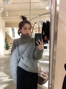 Maglione Invernale da Donna in Pura <span class=keywords><strong>Lana</strong></span> 100%, Collo Alto, Lavorazione a Maglia Larga, Casual, Lungo - Product Image 3
