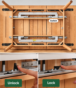 Mécanisme coulissant métallique synchronisé à roulements à billes pour rails de table à manger transformable, extensible pour cuisine et appartement - Product Image 5