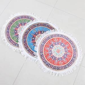Alfombra Redonda de Oración Musulmana con Estampado Moderno, Alfombra de Suelo Cómoda Antideslizante de Seda de Hielo de Alta Calidad 50x50cm, Marca YASEEN - Product Image 1