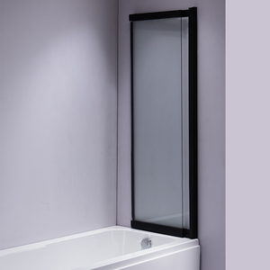 Paroi de douche pour <span class=keywords><strong>baignoire</strong></span> avec porte coulissante en verre à fermeture douce, cadre en aluminium noir, avec pivot mural pliable en aluminium - Product Image 5