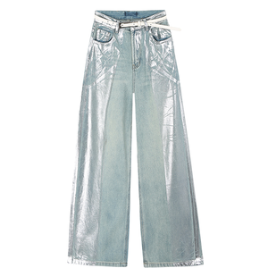 Design personnalisé Sense Jeans Style <span class=keywords><strong>Français</strong></span> Rétro Laver L'eau Lâche Tube Droit Pantalon Large Jambe - Product Image 1