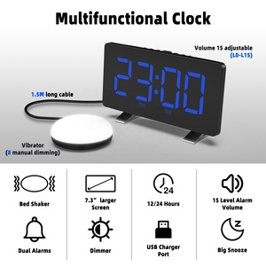Đồng Hồ Báo Thức Rung Thêm 2022 Cho Người Ngủ Nặng Và Khiếm Thính Với Đèn Ngủ Và Bình Lắc Giường - Product Image 3