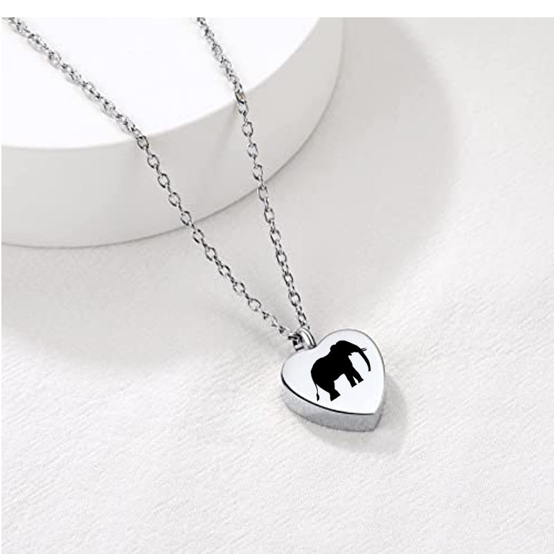 Asher Urn Necklace, Gentle Elephant Cremation Heart-shaped