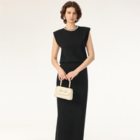 Jupes en tricot pour femmes, pull en pure laine pour femmes, ensemble de pulls en tricot sans manches, tricot ample