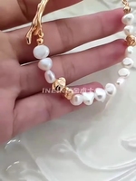 Pulsera de Perlas Barrocas Hechas a Mano al por Mayor con Dijes de Corazón y Acero Inoxidable, Joyería de Moda para Mujer y Hombre