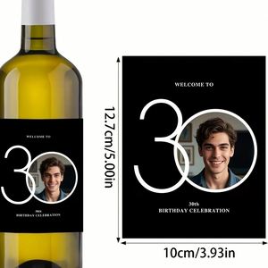 Personalized 30, 40, 50, 60, 70Th Birthday Wine Bottle | Self-Adhesive Champagne <b>Labels</b> With Printable Photos/<b>Names</b>/Dates - Product Image 3