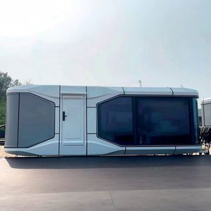 Fournisseur fiable de maisons conteneurs préfabriquées modernes en forme de capsule spatiale, 2 chambres, salon, bar à domicile, sous-sol extérieur, blanc - Product Image 1