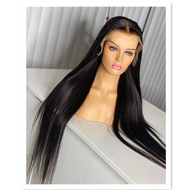 Wig rambut manusia wig penutupan renda hd 5x5 grosir untuk rambut virgin bisnis wanita hitam warna lurus alami