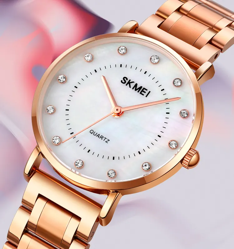 SKMEI 1840 Classic Quartz Watch Women Wristwatch Ladies Gold Stainless Steel Watch