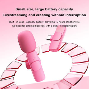 Micrófono inalámbrico Rosa Rojo K9 Micrófono Lavalier inalámbrico Reducción de ruido Transmisión en vivo al aire libre Micrófono Lavalier USB - Product Image 5