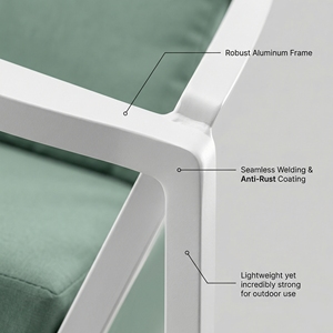 <span class=keywords><strong>Set</strong></span> Divano da Esterno a 4 Pezzi in Alluminio Moderno e Resistente per Patio, Giardino, <span class=keywords><strong>Balcone</strong></span>, Soggiorno e Conversazione nel Cortile - Product Image 4