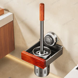 Support mural pour brosse de toilette Ltevc, gris anthracite, rectangulaire, moderne, facile à nettoyer, avec long manche pour salle de bain - Product Image 3