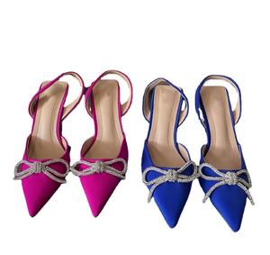 Chaussures de mariée pour femmes 2026, bout pointu, nœud papillon, cristaux, escarpins féminins, flocage, talon aiguille super haut, sexy, grande taille, chaussures pour femmes - Product Image 6