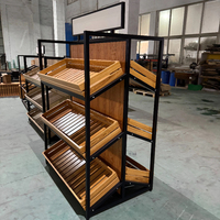 Hong He broodrek, houten displayrek voor fruitwinkels, schappen voor supermarkten en levensmiddelenwinkels, gondola schappen