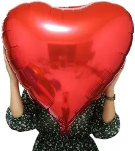 36 Inch Huge Pink Heart Balloons Big Romantic Large Heart Foil Balloons Valentine's Day Balloons for Wedding Party Decoration