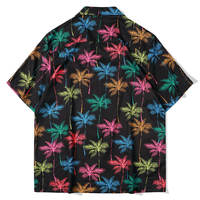 Camisas para hombre de alta calidad, camisas hawaianas informales de un solo pecho, blusas de playa de manga corta con estampado de instrumentos musicales, Tops