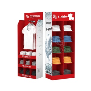 Tùy chỉnh T-Shirt <span class=keywords><strong>Rack</strong></span> hiển thị với túi, fsdu tầng hiển thị kệ cho quần áo bán lẻ sóng giấy hiển thị đứng - Product Image 1