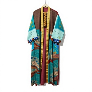 Kimono de Seda India con Estampado Floral Vintage, Cinturón, Túnica Larga para Mujer, Ropa de Dormir, Vestido de Dama de Honor, Maternidad, Estilo Bohemio, Suave para el Verano - Product Image 1