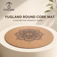 Tapete de yoga circular Yugaland Vinyasa Pro Cork, de caucho natural, para yoga caliente, Global