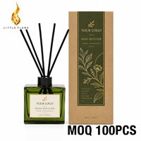 Diffuseur de parfum d'ambiance en verre vert avec logo personnalisé LF, ensemble de diffuseurs à bâtonnets, décoration aromathérapie pour chambre à coucher
