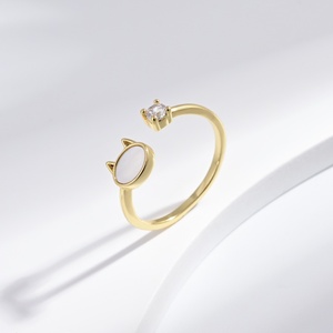 Bague ajustable en argent sterling 925 plaqué or 14 carats pour femme, motif papillon mignon pour enfant, coquillage, pas cher, usage quotidien - Product Image 2