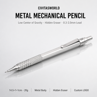 Lápiz Mecánico de Metal 0.3 0.5 0.7 0.9 2.0mm con Centro de Gravedad Bajo para Dibujo, Logotipo Personalizado