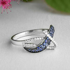 Anello Geometrico con Accento Blu per Donne, Accessorio Creativo e alla Moda per l'Indice, Idea Regalo - Product Image 6
