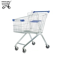 HT-EU240 Litres Standard Supermarché Shopping Chariot fil métal panier chariot Logo Printed1080 * 580*1000mm