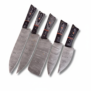 Customizable Oem New Chef <b>Set</b> of 5 Piece's Custom Handmade Damascus Steel Chef <b>Knife</b> <b>Set</b> With Rolling Bag Brown for chef - Product Image 1