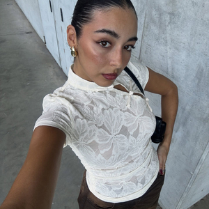 Nuevo Top Cheongsam Chino Vintage con Cuello de Encaje y Parches, Ajustado, de Manga Corta, Elegante, Estilo Nacional, Diseño Pankou, Top Único - Product Image 3