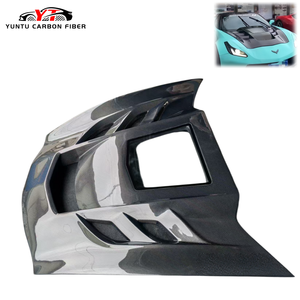 Capó de Fibra de Carbono con Cristal Transparente Negro, Incluye Pernos para Chevrolet <span class=keywords><strong>Corvette</strong></span> <span class=keywords><strong>C7</strong></span> 2014-2019 Estilo Z06/<span class=keywords><strong>ZR1</strong></span> - Product Image 1