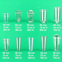 Gobelets et couvercles ronds plats jetables transparents en PET de 90 mm de diamètre pour desserts et boissons froides, avec logo personnalisé, disponibles en 4oz, 12oz, 15oz, 16oz, 430ml, 500ml