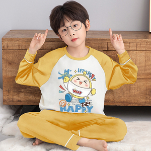 Pyjamas pour enfants à motifs personnalisés, Combinaison à manches longues pour <span class=keywords><strong>garçon</strong></span>, Vêtements de maison en pur coton pour garçons, Convient pour l'extérieur par les adolescents - Product Image 1