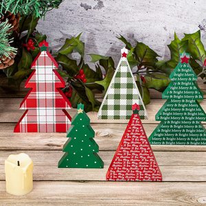 Décorations de Noël en bois à motif écossais, ornement de table pour la décoration des fêtes - Product Image 4