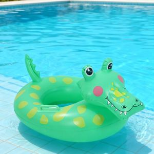 Bouée gonflable en forme de crocodile pour enfants, jouet aquatique pour piscine, matériau PVC épaissi, design animal - Product Image 1