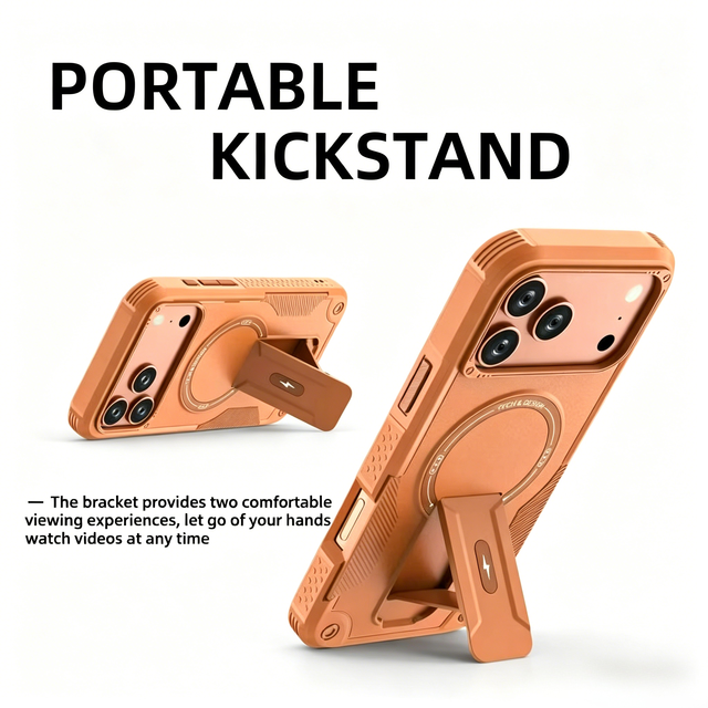 Compatible for iPhone 17 Promax Matte Magnetic Phone Case with Hidden Kickstand & Drop-Proof Protection