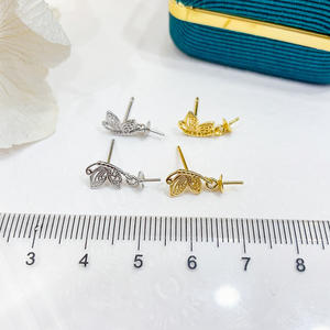 Accessoires en argent S925 pour la création de bijoux, plateau vide en argent avec motif papillon, boucles d'oreilles en argent avec perles de 8-10 mm, boucles d'oreilles pendantes tendance 20985 - Product Image 2