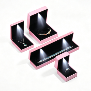 High-end Custom Logo Painted Eco-friendly Plastic <b>LED</b> Light Jewelry Set Box Custom Design for Ring Bangle Pendant Bracelet - Product Image 2