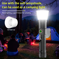 Lampe torche de camping en aluminium à haute luminosité, base magnétique, lumière laser blanche, zoom, lampe LED rechargeable