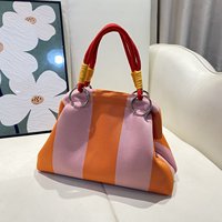 Tas Tote Rajut Jacquard Label Pribadi Kustom, Tas Tangan Dumpling Pegangan Atas, Tas Bucket Warna-warni Wanita