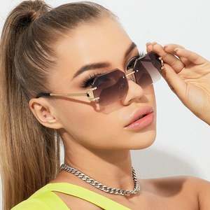 Gafas de Sol Rectangulares sin Montura para Mujer, con Logotipo Personalizado, Nuevo Diseño, Lentes con Corte Poligonal, a la Moda - Product Image 2