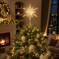 Étoile lumineuse dorée pour le sommet de l'arbre de Noël, décoration de Noël, ornements de Noël et décoration saisonnière pour la maison