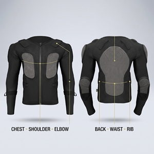 YOUNGSON Armure de protection corporelle pour le ski d'hiver, avec protections NBR EVA, fermeture éclair intégrale, manches longues, légère, pour poitrine, dos, épaules et coudes - Product Image 2