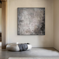 Grande peinture à l'huile abstraite moderne et élégante sur toile grise Wabi-sabi Wall Art pour le salon encadré et pour la décoration de la salle de bain