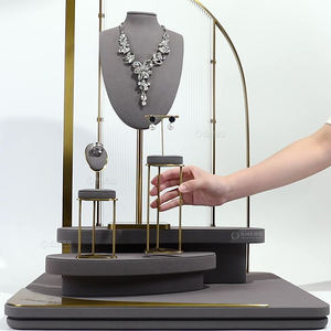 Soporte de exhibición de joyería, conjunto de exhibición de soporte de joyería de microfibra gris, soporte de collar - Product Image 5