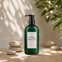Bouteille en PET translucide verte de 300 ml avec bouchon à clapet, gel douche, après-shampoing, shampoing, lotion pour le corps, modèle PP-S53, emballage pour soins personnels