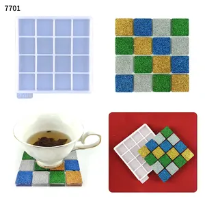 Rubik's cube de carreaux de céramique, treillis carré 7701, moule en résine de silicone, sous-verre, moule en silicone pour béton