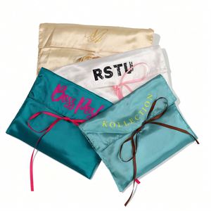 Ruban de fermeture personnalisé avec logo, écologique et durable, pour sacs pliés en satin, emballage de luxe pour lingerie, vêtements et accessoires capillaires, vente en gros - Product Image 2