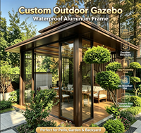 Pérgola de Aluminio Estilo Chino para Exteriores, Resistente a la Corrosión, Insonorizada y Aislada, para Sala de Té, Terraza o Jardín
